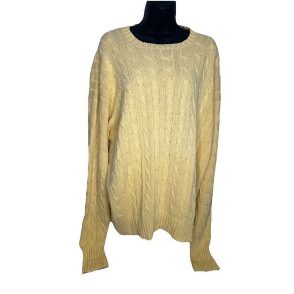 POLO Ralph Lauren Cotton Mens Cable Knit Sweater Yellow Size XL